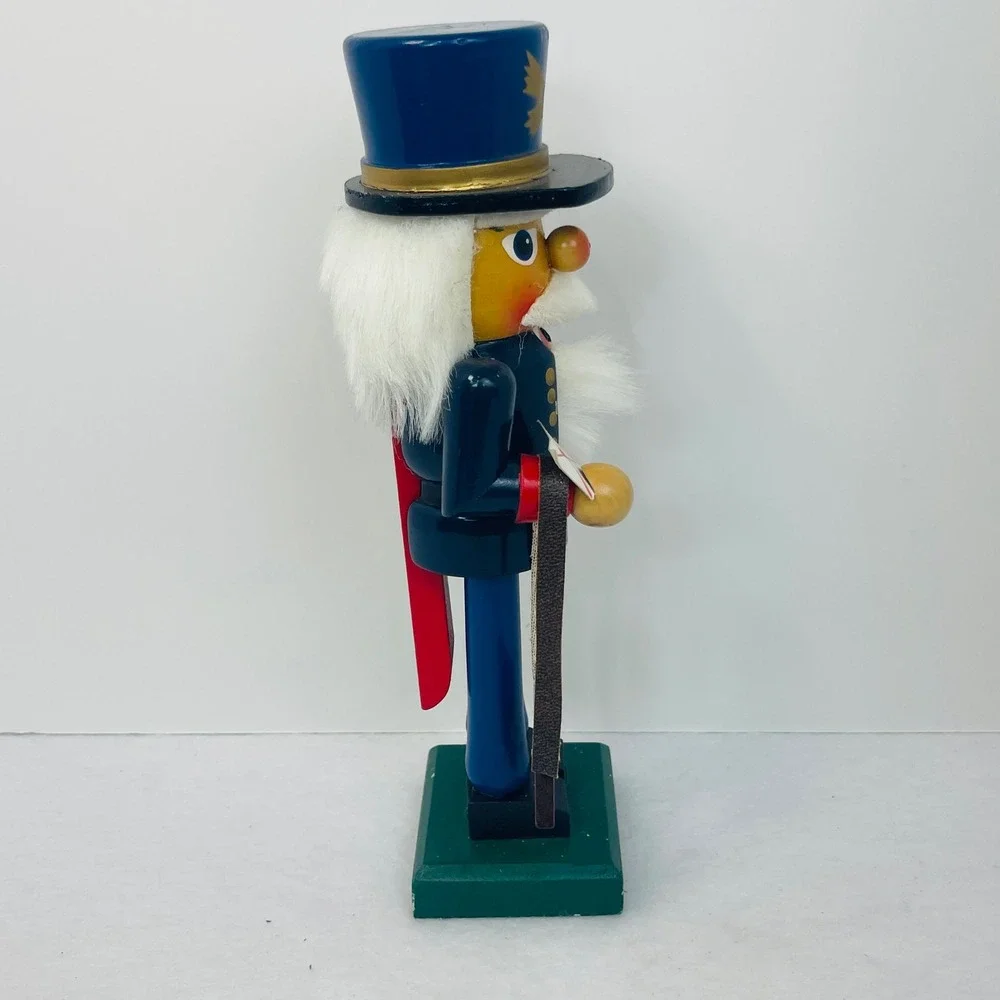 Vintage Wooden Mailman Nutcracker Postman with Letter and Mail Bag 10 Inch Blue